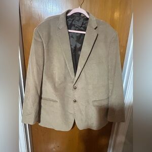 CHAPS Mens 50R Tan Corduroy Blazer Sport Coat Elbow Patches Cotton Jacket